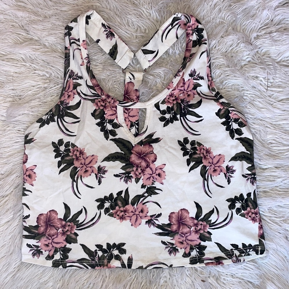 Charlotte Russe Juniors Hibiscus Crop Tank